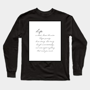 Quote print, Life, Scandinavian print, Scandinavian, Nordic, Trendy print, Styled, Scandinavian art, Modern art, Wall art, Print, Minimalistic, Modern Long Sleeve T-Shirt